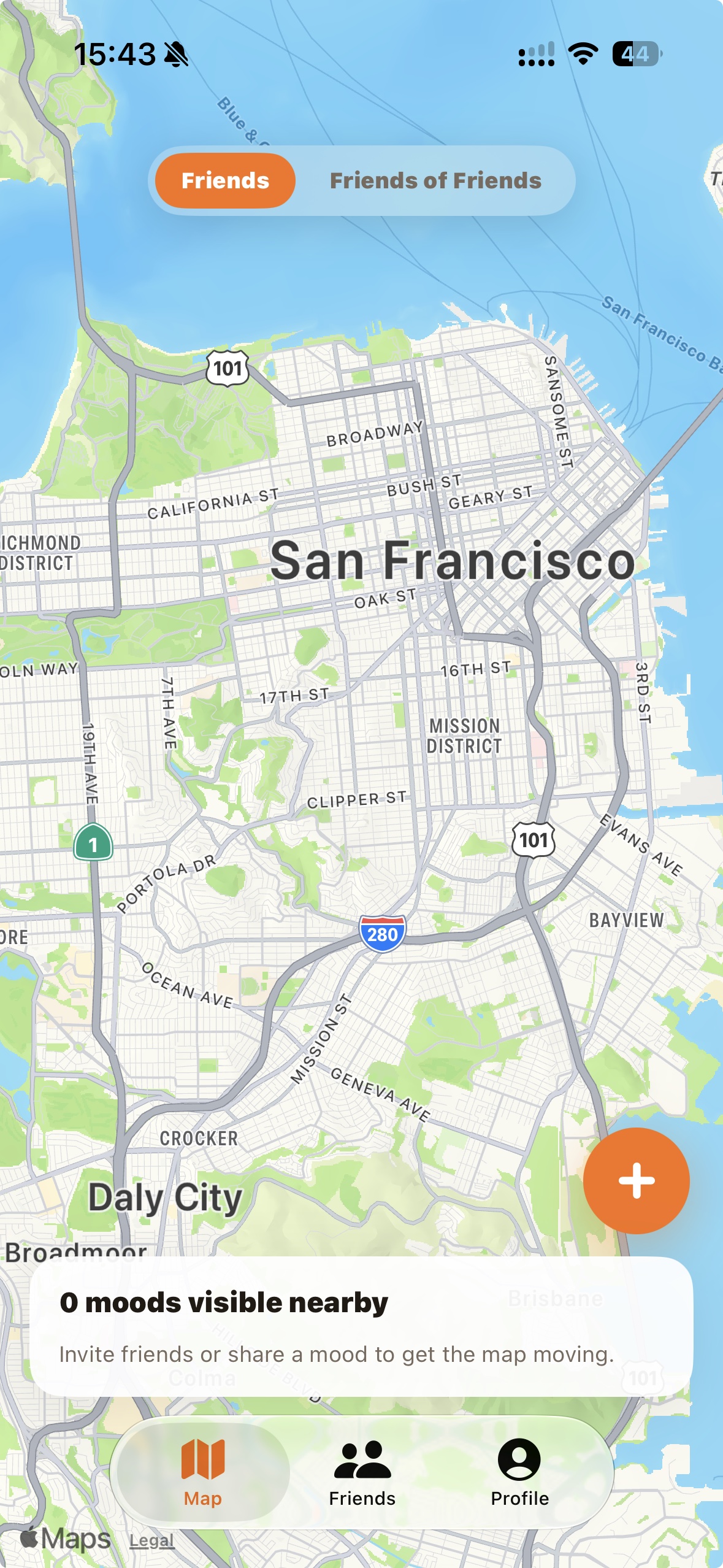 Mood map showing San Francisco